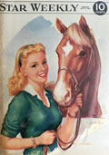 1947 Star Weekly Cover ~ Woman with Horse ~ Jules Erbit