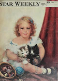 1950 Star Weekly Cover ~ Young Girl with Kittens