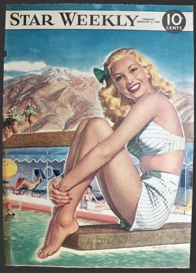 1949 Star Weekly Cover ~ Sexy Swimsuit Lady ~ Ron Wicks