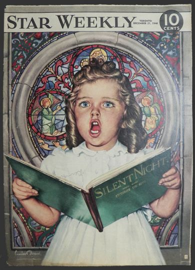 1946 Star Weekly Cover ~ Church Child Sings Christmas Carols