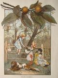 1882 Children in Garden ~ Reginald Birch Antique Color Print
