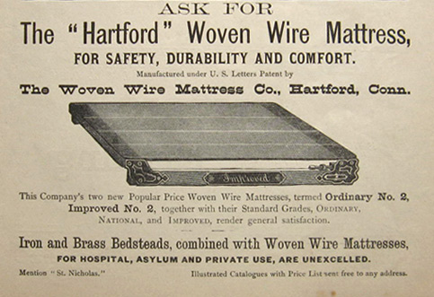 1880 Antique "Hartford" Woven Wire Mattress Ad