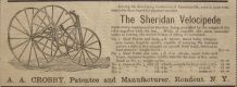 1879 Sheridan Velocipede Antique Bicycle Ad ~ Rondout, NY