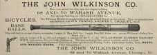 1883 John Wilkinson Sporting Goods Ad ~ Baseball Bat