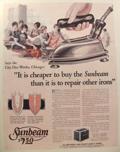 1926 Sunbeam Iron Ad ~ Cheaper to Buy