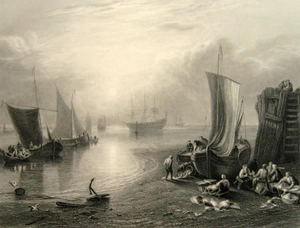 Fishing Boats in the Mist ~ Antique Print ~ J.M.W. Turner