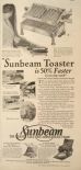 1929 Vintage Sunbeam Flat Toaster Ad ~ 50% Faster