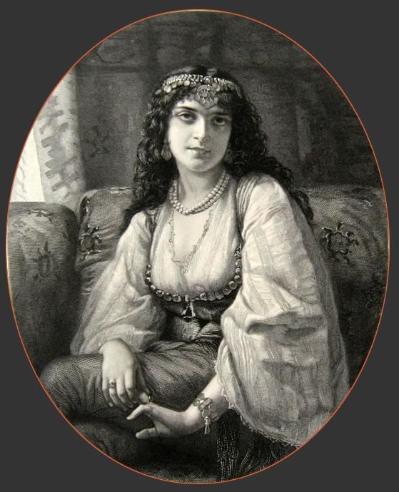 Beautiful Mid-Eastern Woman ~ Antique Print ~ Charles Lewis Muller