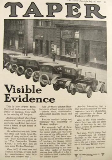 1919 Timken Bearings Ad ~ Huron Road, Cleveland
