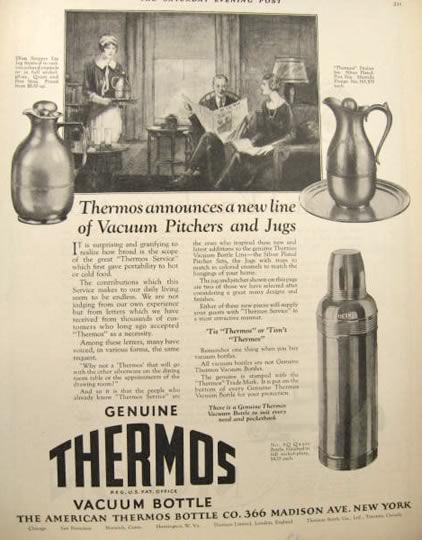 1925 Thermos Ad ~ New Line of Pitchers & Jugs