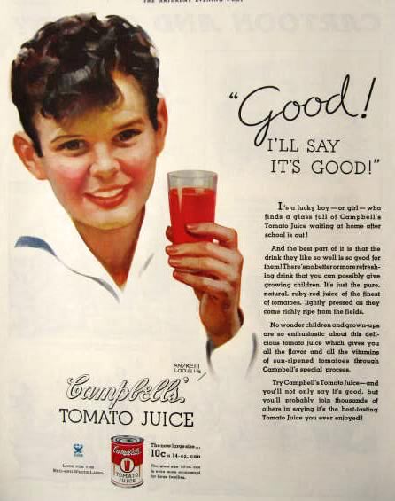 1934 Campbell's Tomato Juice Ad ~ Andrew Loomis Art
