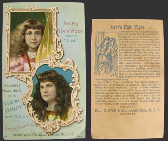 Ayer's Hair Vigor Trade Card ~ Two Girls with Long Hair