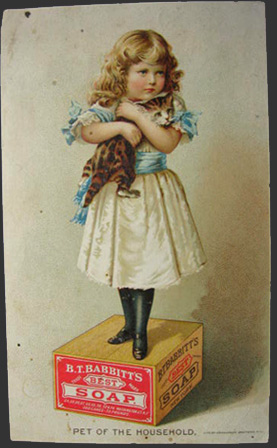 Babbitt's Best Soap Trade Card ~ Girl Holds Kitten
