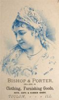 Bishop & Porter Clothing & Furnishings Trade Card ~ Toulon, IL
