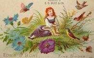 Edwin Burt Shoes Trade Card ~ Lot of 2, Birds, Insects