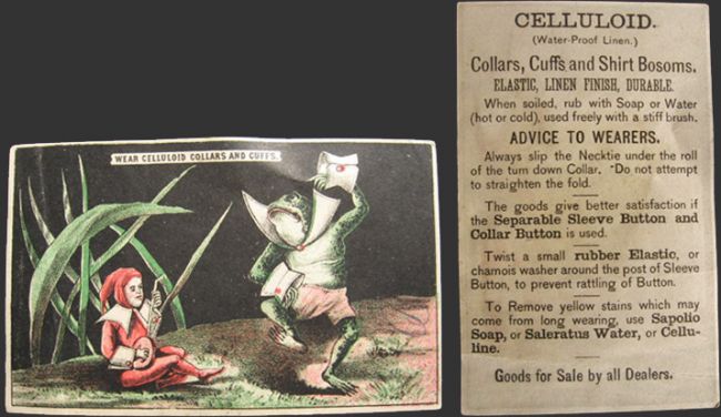 Celluloid Collar & Cuffs Trade Card ~ Dancing Frog
