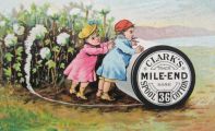 Clark's Mile End Cotton Trade Card ~ Kids Push Spool