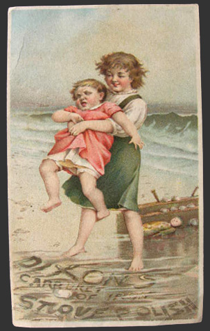Dixon's Stove Polish Trade Card ~ Kids on Beach