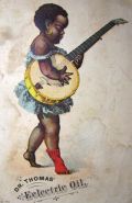 Dr. Thomas' Eclectric Oil Trade Card ~ Black Americana Banjo Player