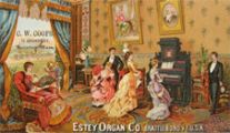Estey Organ Trade Card ~ Woman Plays for Friends