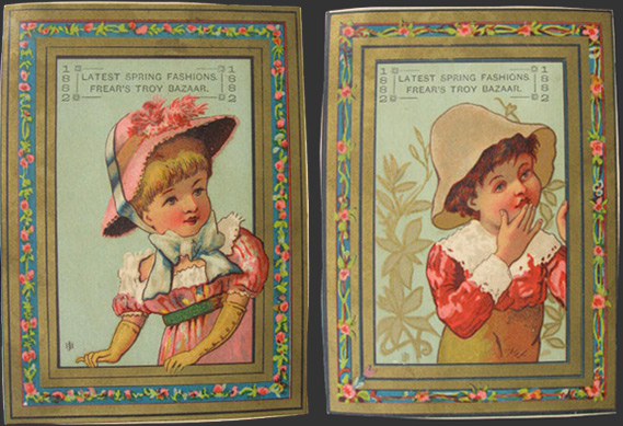 Frear's Bazaar 1882 Trade Card, Troy NY ~ Lot of 2