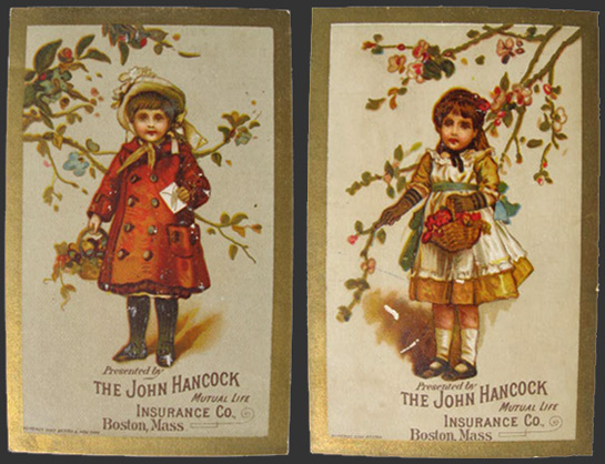 John Hancock Insurance Trade Card ~ Lot of 2