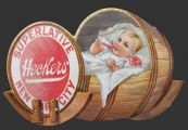 Hecker's Flour Die Cut Trade Card ~ Baby in Barrel