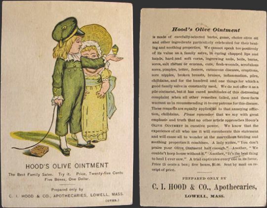 Hood's Olive Ointment Trade Card ~ Children with Spinning Top
