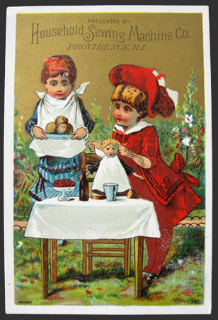 Household Sewing Machine Trade Card ~ Lot of 4, Kids Series