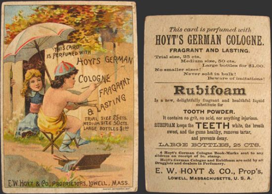 Hoyt's German Cologne Trade Card ~ Boy Paints Wal