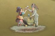 Max Stern Wine & Liquor Trade Card ~ Couple with Keg