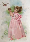 Lion Coffee Large Trade Card ~ Child with Robin's Nest