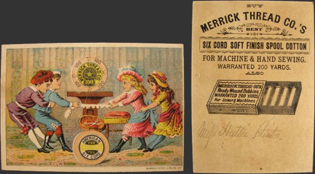 Merrick Thread Trade Card ~ Children Play Tug of War