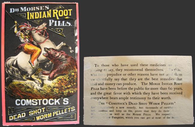 Dr. Morse's Indian Root Pills Trade Card ~ Indian Fights Bear