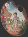AJ Nutting Men's Clothing, Brooklyn Trade Card ~ Lot of 2, Paint Palettes