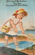 Partridge & Richardson Bee Hive, Phila. Trade Card ~ Lot of 2, Kids on Beach