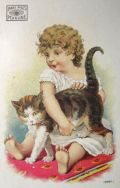James Pyle's Pearline Washing Compound Trade Card ~ Child with Cat