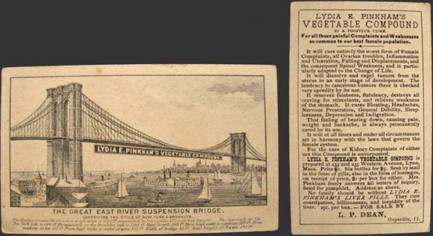 Lydia Pinkham's Vegetable Compound Trade Card ~ Brooklyn Bridge