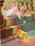 Stickney & Poor's Mustard Trade Card ~ Child Trips on Stairs