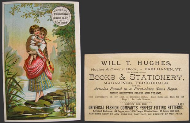 Will Hughes Stationers Trade Card ~ Fair Haven, VT.
