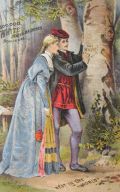 White Sewing Machine Trade Card ~ Young Lovers Carve Tree