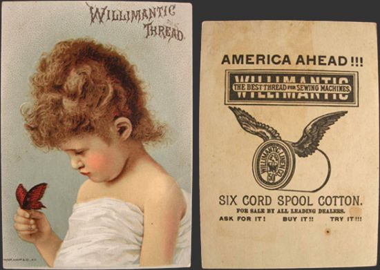 Willimantic Thread Trade Card ~ Stunning Child with Butterfly