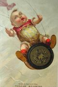 Willimantic Thread Trade Card ~ Chubby Child Flies on Balloon
