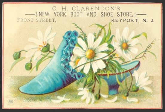 Antique Trade Card ~ C.H. Clarendon's Shoes ~ Keyport NJ