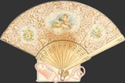Victorian Die-Cut Embossed Birthday Greeting ~ Fan Shaped ~ Cherubs