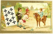 Antique Trade Card ~ Chocolat Guerin Boutron ~ Girl on Horse