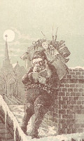 Antique Trade Card ~ Santa Consults His List