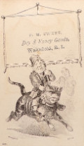 Antique Trade Card ~ Man Rides Giant Cat ~ Wakefield, RI