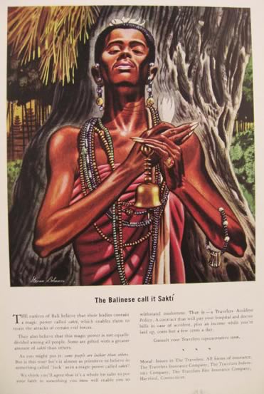 1939 Travelers Insurance Ad ~ Balinese Sakti ~ Dohanos