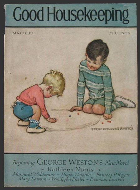 1930 Good Housekeeping Cover ~ Jessie Willcox Smith ~ Kids Play Marbles